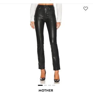 MOTHER Black Faux Leather Straight Leg Jeans